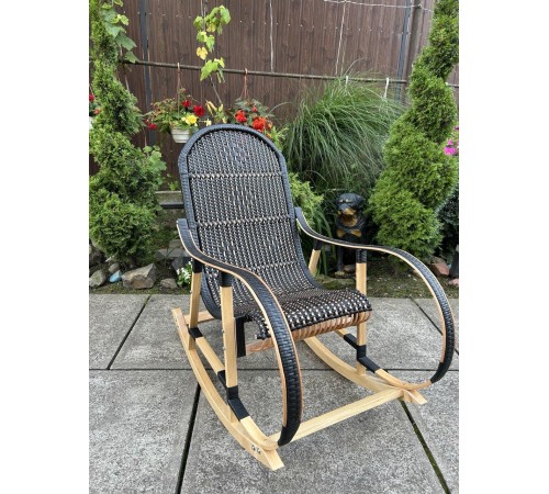 Кресло скалка буковая "Ротанг" с ротанговыми вставками