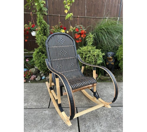 Кресло скалка буковая "Ротанг" с ротанговыми вставками