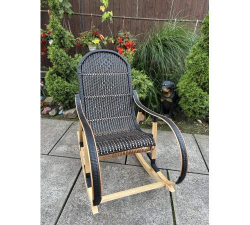 Кресло скалка буковая "Ротанг" с ротанговыми вставками
