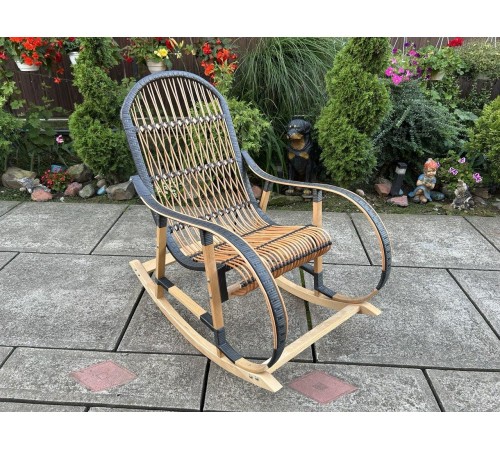 Кресло скалка буковая "Ротанг" с ротанговыми вставками