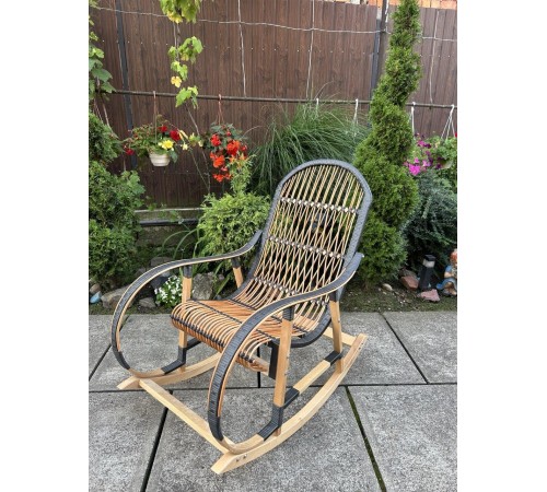 Кресло скалка буковая "Ротанг" с ротанговыми вставками