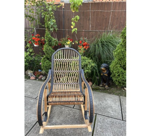 Кресло скалка буковая "Ротанг" с ротанговыми вставками