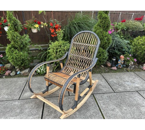 Кресло скалка буковая "Ротанг" с ротанговыми вставками