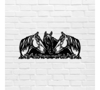 Wooden panels Family of horses Wooden panels Family of horses