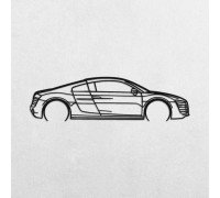 Wooden panels with the silhouette of an Audi R8 V10 Wooden panels with the silhouette of an Audi R8 V10