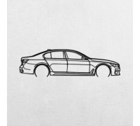 Wooden panels depicting the silhouette of a BMW 750i Wooden panels depicting the silhouette of a BMW 750i