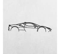 Wooden panels with the silhouette of the Ferrari SF90 Stradale