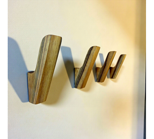 Настінні дерев'яні гачки для одягу, головних уборів, сумок дуб