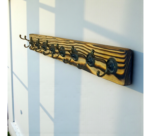 Вінтажна настінна вішалка з фактурної сосни в стилі "Рустик" 500