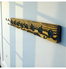 Вінтажна настінна вішалка з фактурної сосни в стилі "Рустик" 600