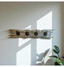 Настінна гумова вішалка з фактурної сосни 900, срібло